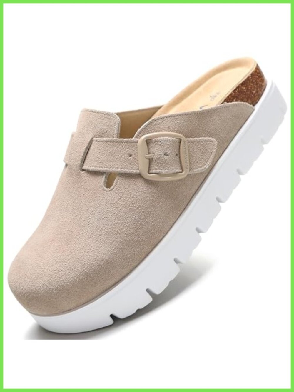 Suede Platform Clogs Chunky Mules Slip On Sandals